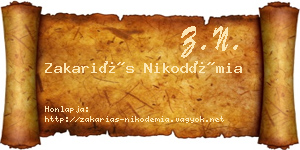 Zakariás Nikodémia névjegykártya